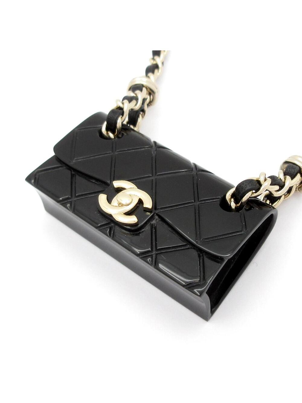 Chanel Black Gold Resin Metal Leather #285680C12B